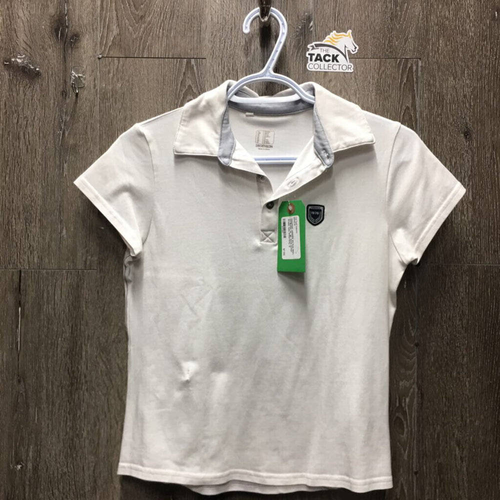 JUNIORS SS Polo Shirt, 1/4 Button Up *gc, loose button thread, rubs