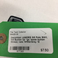 JUNIORS SS Polo Shirt, 1/4 Button Up *gc, loose button thread, rubs
