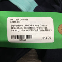 JUNIORS Hvy Cotton Breeches, adjustable waist *gc, faded, rubs, unstitched
