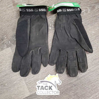 Cloth Winter Riding Gloves *vgc/gc, clean, rubs, pills, faded
