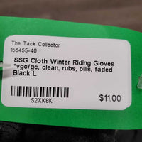 Cloth Winter Riding Gloves *vgc/gc, clean, rubs, pills, faded