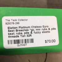 Euro Seat Breeches *gc, mnr rubs & pills, seat: rubs, pills & fuzzy elastic threads
