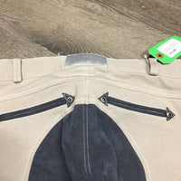 Full Seat Breeches *gc/fair, seat rubs & pills, snag, seam puckers, faded edges, loose waist buckle
