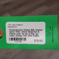 SMx Combo: Nylon Web, Velcro Neoprene & Fleece Liner, 2x els, D ring *gc, clean, clumpy, hair, thins edges, older