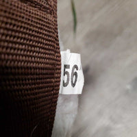 Nylon Web Fleece Lined Girth, 2x els, D Ring *gc, clean, hairy, clumpy, curled edges, popped & stretched elastics, thin & holey corners