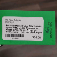 SMx Combo: Nylon Web, Velcro Neoprene & Fleece Liner, 2x els, D ring *gc, clean, clumpy, hair, mnr thins edges, older
