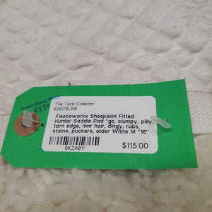 Sheepskin Fitted Hunter Saddle Pad *gc, clumpy, pilly, torn edge, mnr hair, dingy, rubs, stains, puckers, older