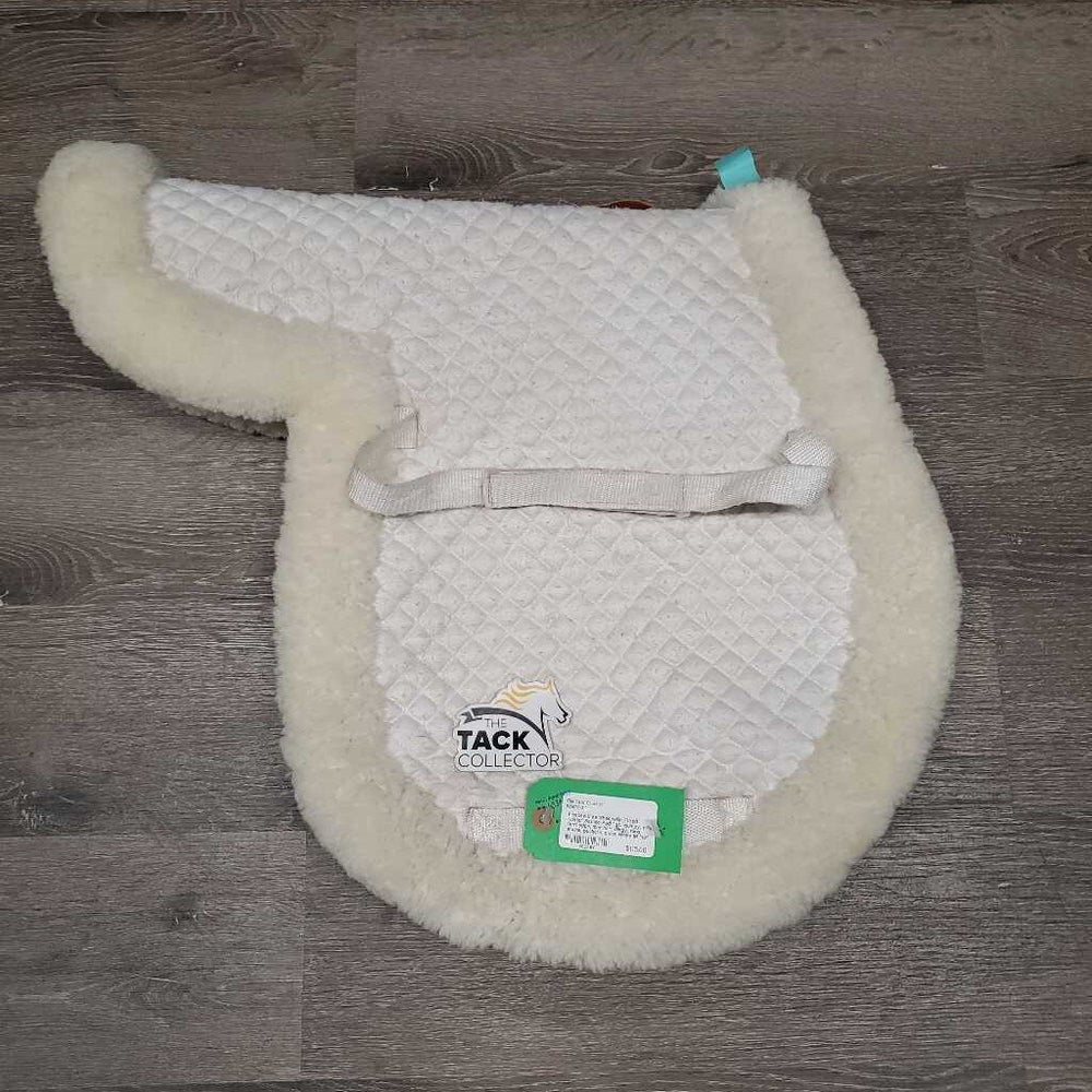 Sheepskin Fitted Hunter Saddle Pad *gc, clumpy, pilly, torn edge, mnr hair, dingy, rubs, stains, puckers, older