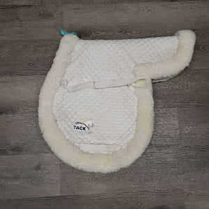 Sheepskin Fitted Hunter Saddle Pad *gc, clumpy, pilly, torn edge, mnr hair, dingy, rubs, stains, puckers, older