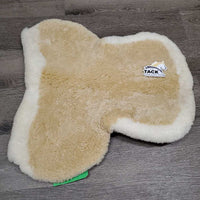 Shimmable Quilt Sheepskin Half Pad, rolled edge *vgc, v. puckered, clumpy, mnr hair, stains, dingy, pills, stiff
