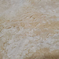 Shimmable Quilt Sheepskin Half Pad, rolled edge *vgc, v. puckered, clumpy, mnr hair, stains, dingy, pills, stiff