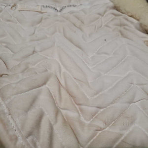 Shimmable Quilt Sheepskin Half Pad, rolled edge *vgc, v. puckered, clumpy, mnr hair, stains, dingy, pills, stiff
