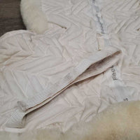 Shimmable Quilt Sheepskin Half Pad, rolled edge *vgc, v. puckered, clumpy, mnr hair, stains, dingy, pills, stiff
