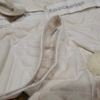 Shimmable Quilt Sheepskin Half Pad, rolled edge *vgc, v. puckered, clumpy, mnr hair, stains, dingy, pills, stiff
