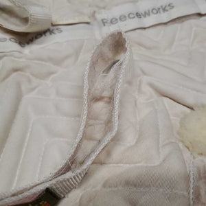 Shimmable Quilt Sheepskin Half Pad, rolled edge *vgc, v. puckered, clumpy, mnr hair, stains, dingy, pills, stiff