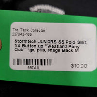 JUNIORS SS Polo Shirt, 1/4 Button up "Weatland Pony Club" *gc, pills, snags
