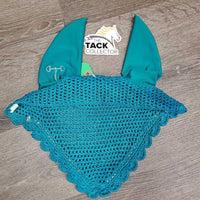 Crochet Fly Veil Ear Bonnet, 2x bling, 1x piping *vgc/xc, mnr stains
