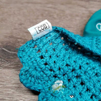 Crochet Fly Veil Ear Bonnet, 2x bling, 1x piping *vgc/xc, mnr stains
