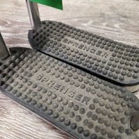 Fine Hvy Stirrup Irons, Sprenger Black Grips *vgc, clean & dusty, mnr scratches, too big grips
