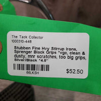 Fine Hvy Stirrup Irons, Sprenger Black Grips *vgc, clean & dusty, mnr scratches, too big grips
