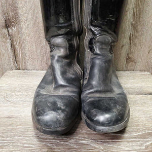 Dressage Boots, zips *gc/fair, v.scraped, stains, dirty & rubbed, older, stiff zips