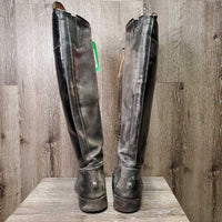 Dressage Boots, zips *gc/fair, v.scraped, stains, dirty & rubbed, older, stiff zips
