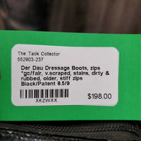 Dressage Boots, zips *gc/fair, v.scraped, stains, dirty & rubbed, older, stiff zips
