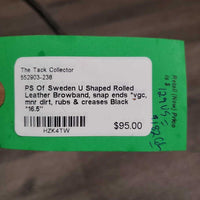 U Shaped Rolled Leather Browband, snap ends *vgc, mnr dirt, rubs & creases