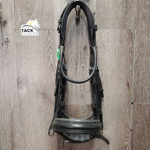 Rolled Monocrown Dressage Double Bridle, Crank *gc, dirty, rubs, faded nose