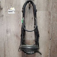Rolled Monocrown Dressage Double Bridle, Crank *gc, dirty, rubs, faded nose
