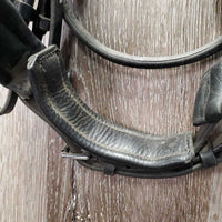 Rolled Monocrown Dressage Double Bridle, Crank *gc, dirty, rubs, faded nose
