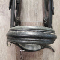 Rolled Monocrown Dressage Double Bridle, Crank *gc, dirty, rubs, faded nose