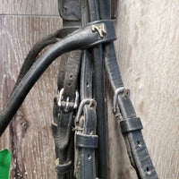 Rolled Monocrown Dressage Double Bridle, Crank *gc, dirty, rubs, faded nose
