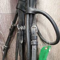 Rolled Monocrown Dressage Double Bridle, Crank *gc, dirty, rubs, faded nose
