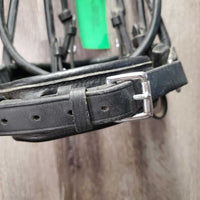 Rolled Monocrown Dressage Double Bridle, Crank *gc, dirty, rubs, faded nose
