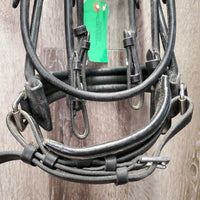 Rolled Monocrown Dressage Double Bridle, Crank *gc, dirty, rubs, faded nose
