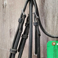 Rolled Monocrown Dressage Double Bridle, Crank *gc, dirty, rubs, faded nose
