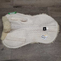 Sheepskin Quilt Half Pad *gc, clean, clumpy, dingy, stains, mnr hair, rubs, puckers
