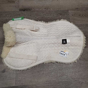 Sheepskin Quilt Half Pad *gc, clean, clumpy, dingy, stains, mnr hair, rubs, puckers