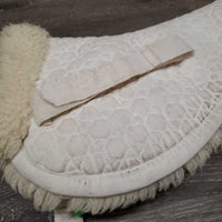 Sheepskin Quilt Half Pad *gc, clean, clumpy, dingy, stains, mnr hair, rubs, puckers