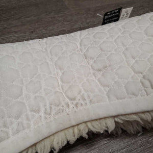 Sheepskin Quilt Half Pad *gc, clean, clumpy, dingy, stains, mnr hair, rubs, puckers