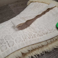 Sheepskin Quilt Half Pad *gc, clean, clumpy, dingy, stains, mnr hair, rubs, puckers
