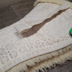 Sheepskin Quilt Half Pad *gc, clean, clumpy, dingy, stains, mnr hair, rubs, puckers