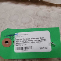 Sheepskin Quilt Half Pad *gc, clean, clumpy, dingy, stains, mnr hair, rubs, puckers
