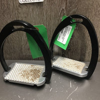 Light Angled - Wide Base Stirrup Irons *vgc, mnr dirt & scratches
