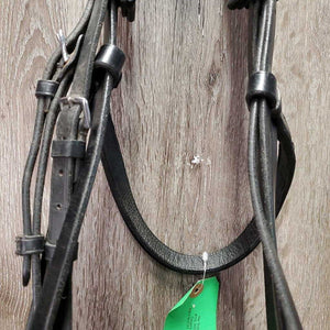 Rsd Padded Monocrown Dressage Double Bridle, crank, bling, thick rubber lined reins *vgc, mnr dirt, scrapes & residue, folded buckle guard