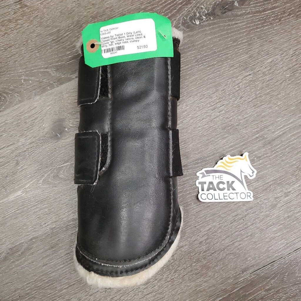 1 Only (Left) Closed Front Boot, Wool Lined, velcro *gc, v.hairy velcro, clean & dirty, hair, edge rubs, clumpy