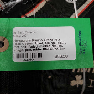Cotton Sheet, tail *gc, clean, mnr hair, faded, marker, repairs, snags, pills, rubbs