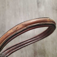 FS Rsd Padded Monocrown Figure 8 Bridle, Braided Reins *gc/vgc, clean, mnr scrapes, dings?chews, mnr rubs, dry, faded & stains, xhole, scraped/thin
