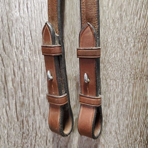 FS Rsd Padded Monocrown Figure 8 Bridle, Braided Reins *gc/vgc, clean, mnr scrapes, dings?chews, mnr rubs, dry, faded & stains, xhole, scraped/thin